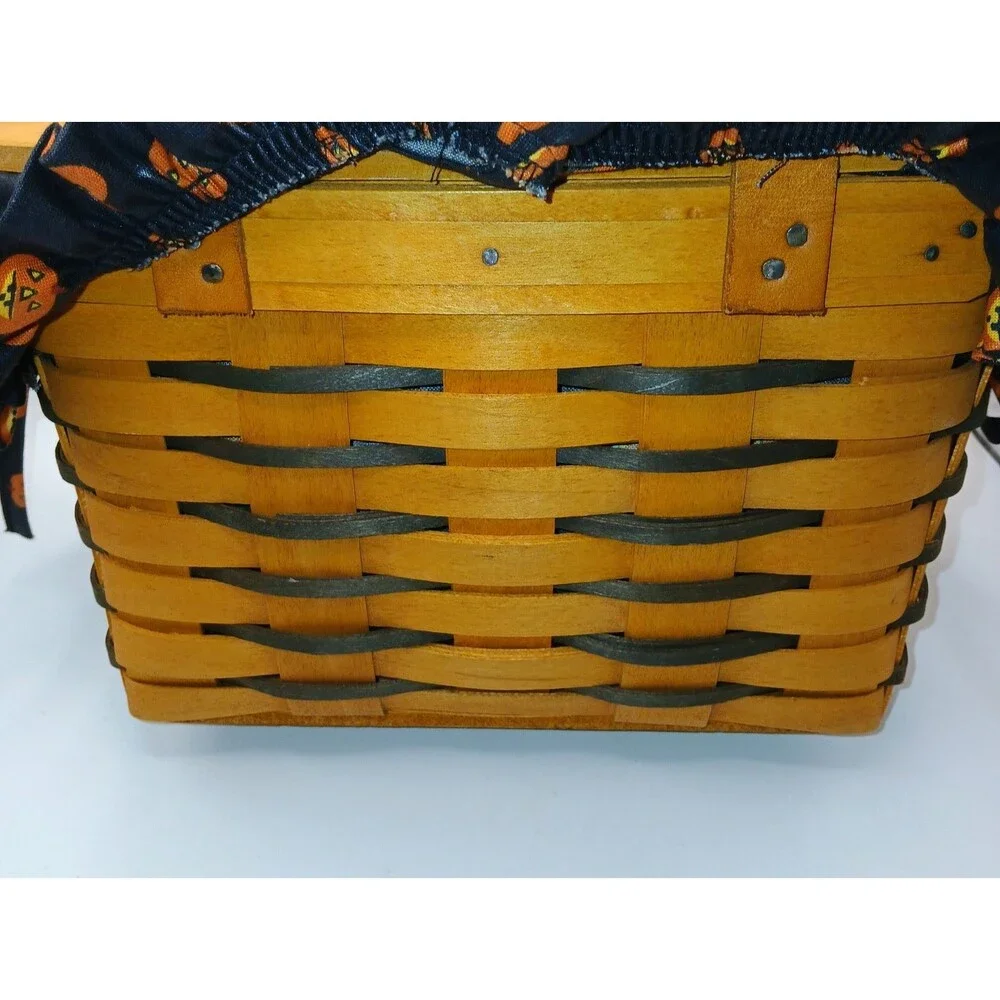 Longaberger Basket Purse Bag Swing Handle Pumpkin Jack O Lantern Liner 1998 Sign